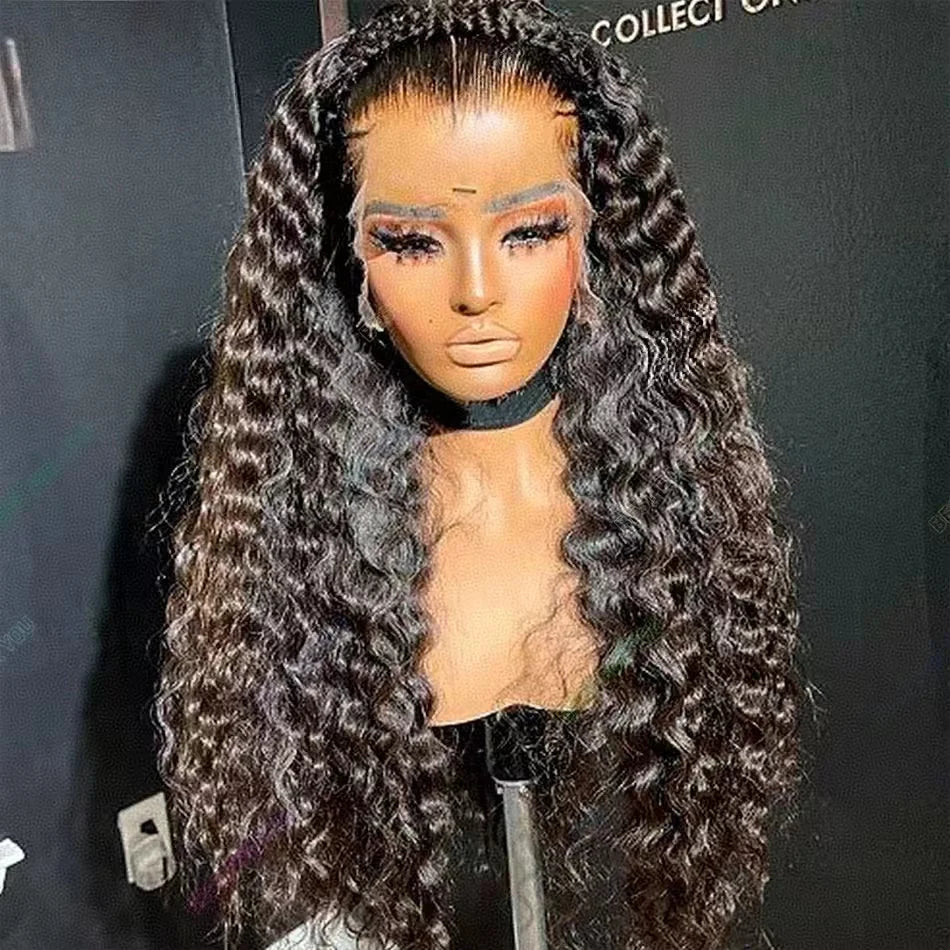 Wholesale Brazilian 13x4 HD Human Hair Lace Front Wig Deep Wave Water Wavy Raws Transparent Swiss Lace Frontal Black Women