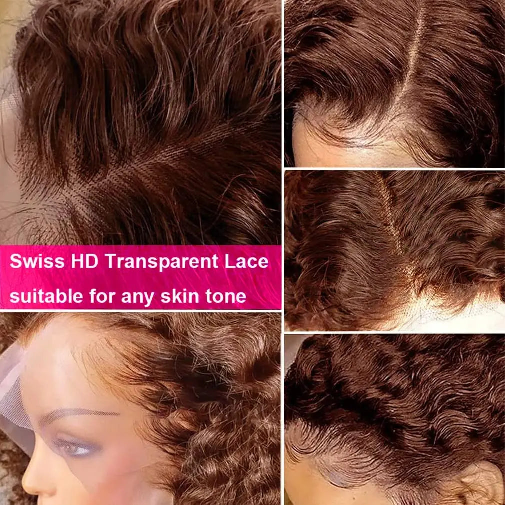 Raw Indian Hair Chocolate Brown Body Wave Colored HD Lace Front Human Hair Wig for Women Preplucked 13X6 Lace Frontal Wigs
