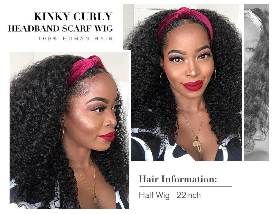 UNice Fashion Afro Kinky Curly Half Wigs for Black Women 150 Density Afro half Wig Kinky Curly Human Hair Wig