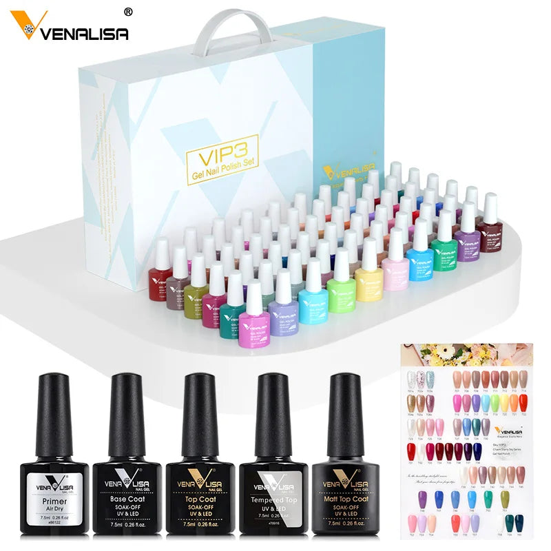 2025 Venalisa VIP1234 Kit Acrylic Nail Gel Polish Learner UV Gel OEM Whole Set 60 Color Gel Nail Polish Private Label Enamels