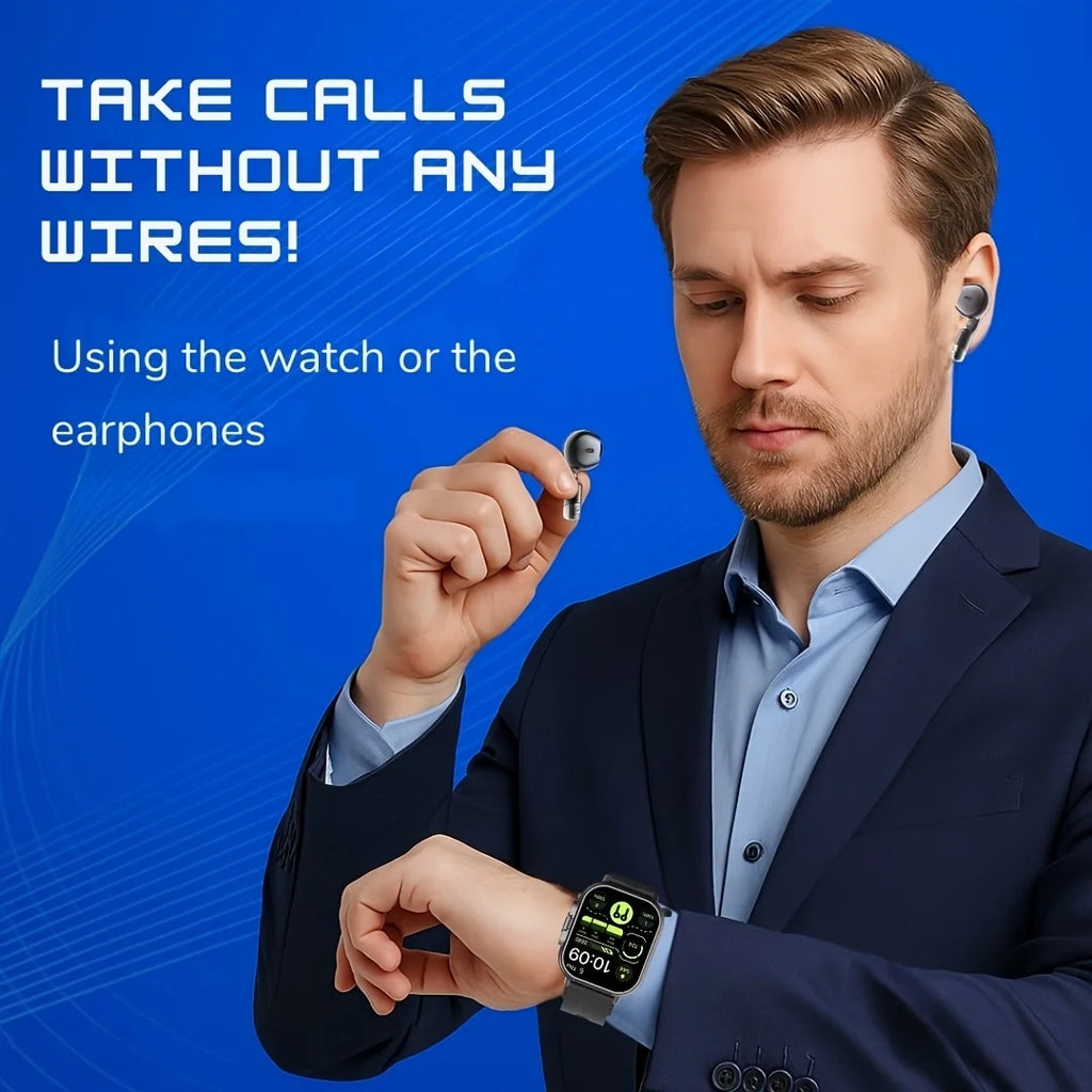 2-in-1 Smart Watch with Earbuds Wireless 2. 01 Inch Display TWS Earphones Headset Make Answer Call Sport Smartwatch for