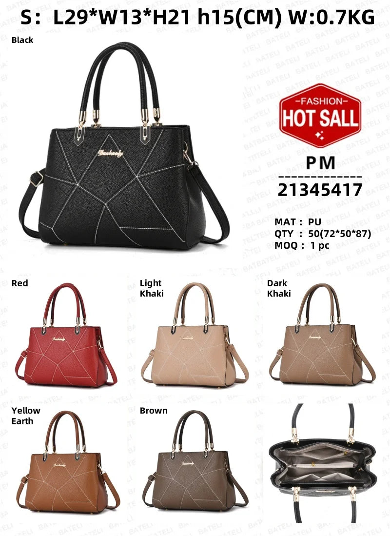 Ladies Luxury PU Leather Handbags Large Capacity Fashion Handbags for Women with Zipper Closure Ladies Handbag Set