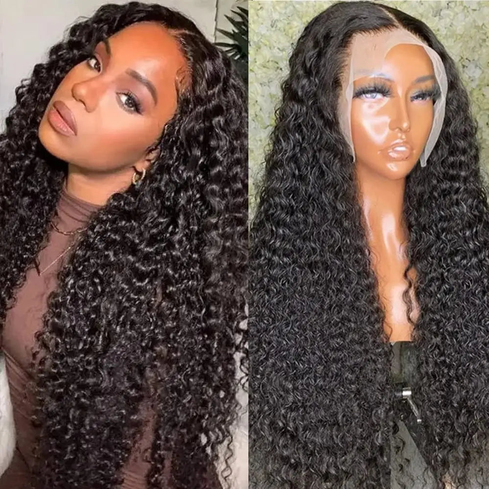 Wholesale Raw Indian Virgin Kinky Curly Human Hair 13X4 Lace Front Wig Natural Color Human Hair Transparent Lace Frontal Wigs