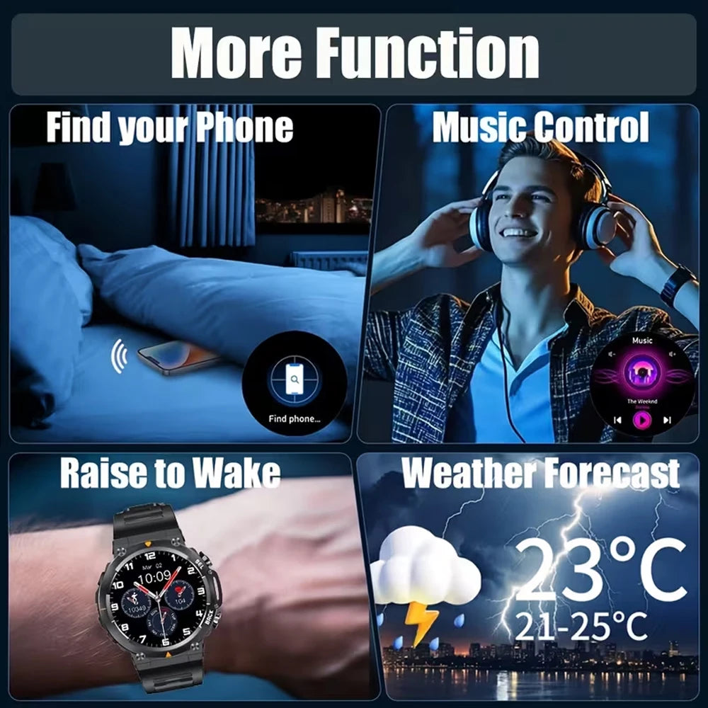 SENBONO MAX18 Outdoor Smartwatch 1.43-inch AMOLED Display Bluetooth Calling Fitness tracker Voice Assistant Men's Smartwatch