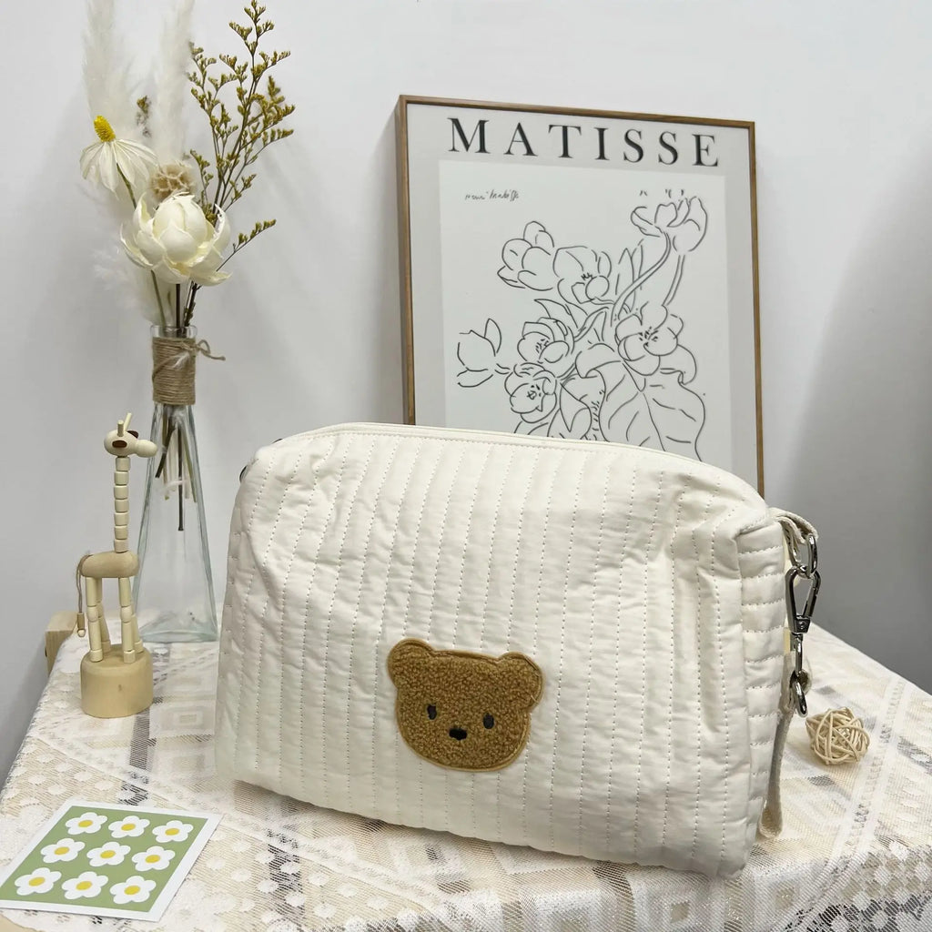 Large Capacity Mommy Caddy Organizer Cotton Diaper Bag for Baby Premium Fabric Nappy Bag