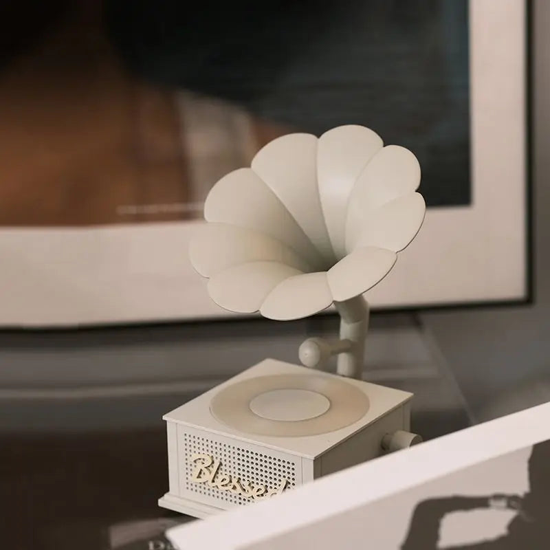Lucky Gramophone for Speaker Atmosphere Night Light White Noise Audio High Sound Quality Retro Turntable Plastic Material