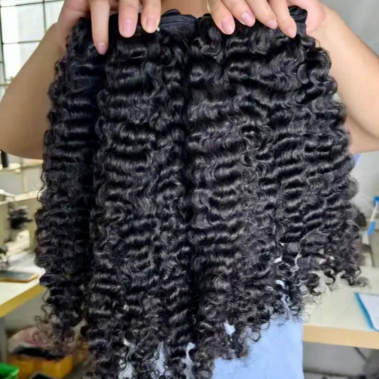 Unprocessed Raw Virgin Human Hair Bundle Cambodian Natural Wavy Cuticle Aligned Hair Double Weft Raw Burmese Kinky Curly Hair