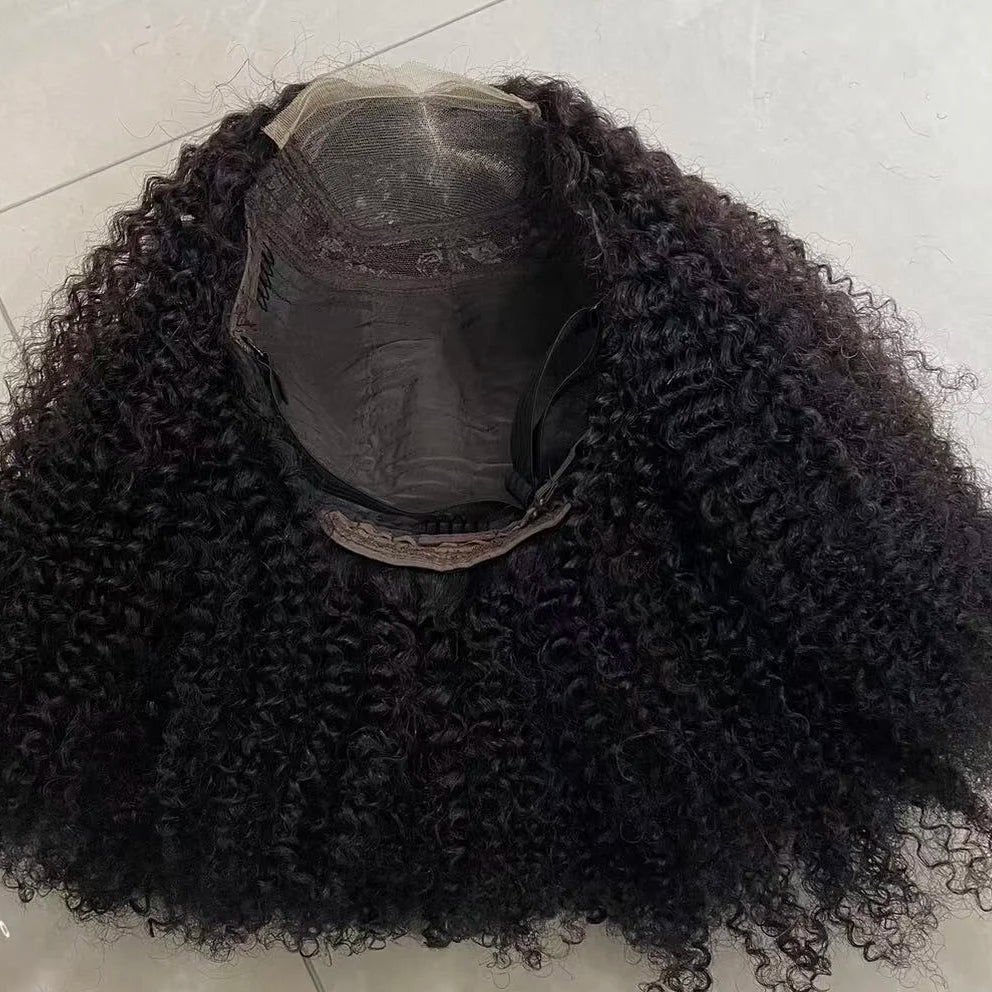 CUSTOMIZED Cuticle Aligned Virgin Brazilian Hair Kinky Curly Hair Wigs High Density Transparent hd Lace 4X4 Lace Closure Wigs