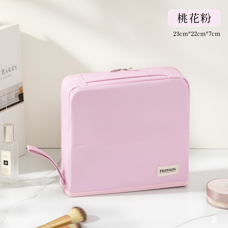 Vertical Cosmetic Bag, Large Capacity, Women's Pencil Case, Travel Pu Waterproof, Can Be Hung on Luggage, Makeup Brush Storage Bag