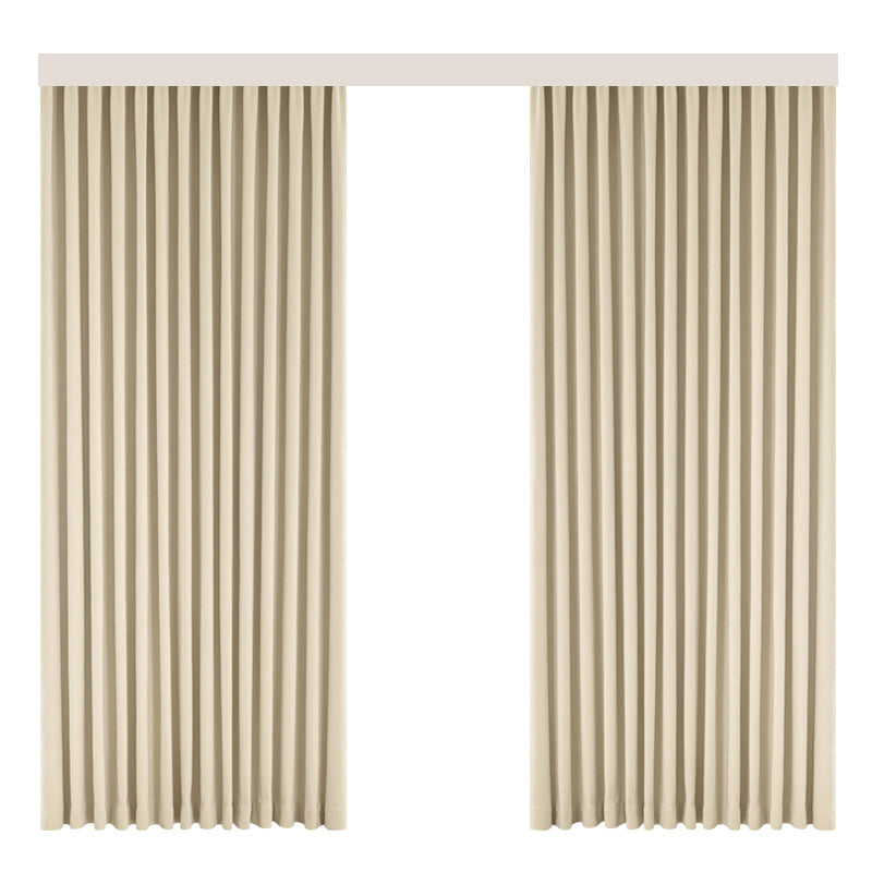 Keqiao Full Blackout Double-Sided Chenille Curtains Finished Product for Bedroom, High-End Modern Minimalist Cream Style Shaoxing Curtains