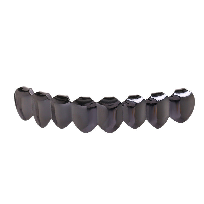 European and American Hot Selling Hiphop Hip-Hop Gold Braces Upper Teeth 8 Lower Teeth 8 Teeth Braces Cross-Border Glossy Braces