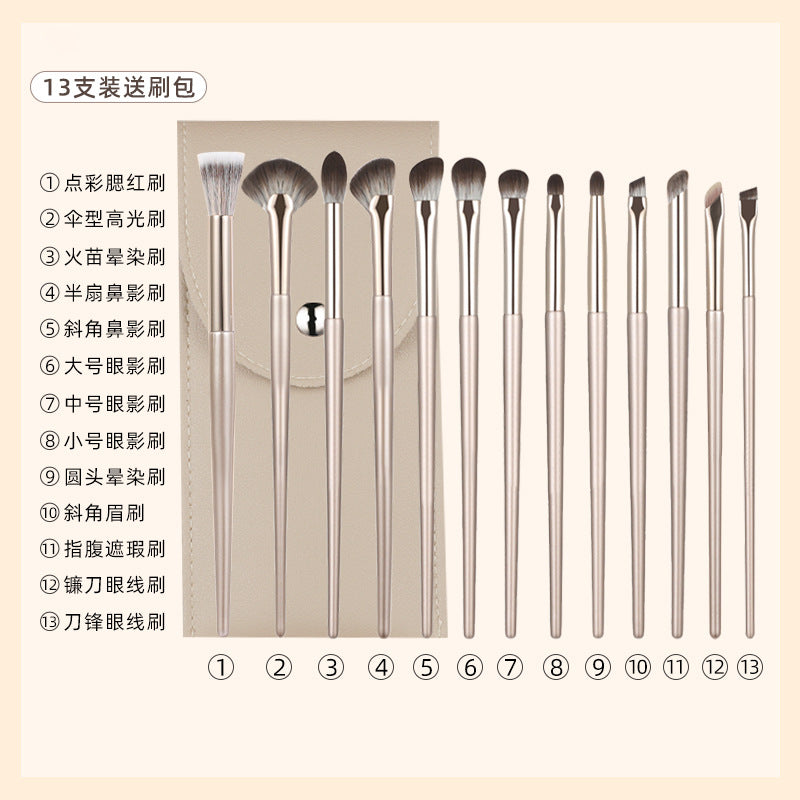 New Makeup Brush Set of 15 Gold-Plated Brushes, Complete Set of Soft-Bristled Eye Shadow Brushes, Ready for Makeup Application