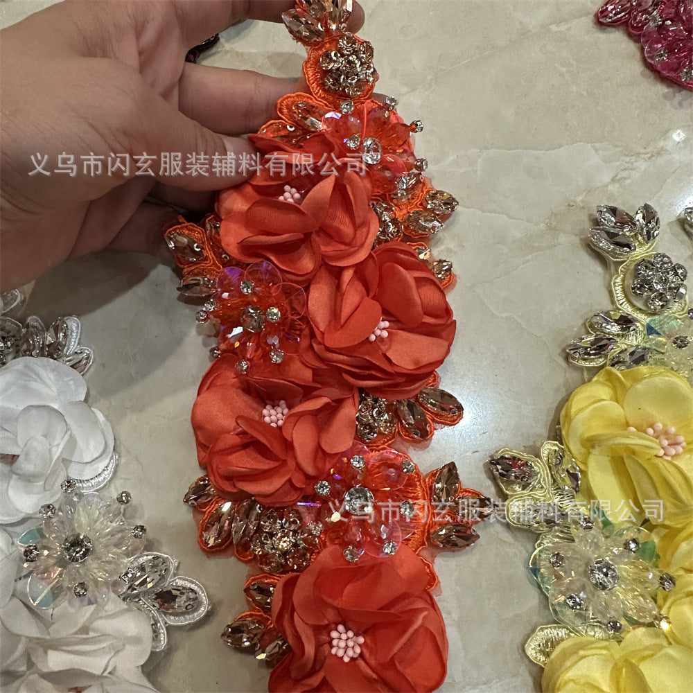 Rhinestone Flower Decoration Dress Wedding Dress