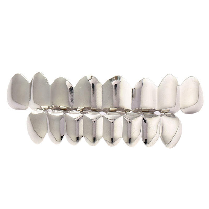 European and American Hot Selling Hiphop Hip-Hop Gold Braces Upper Teeth 8 Lower Teeth 8 Teeth Braces Cross-Border Glossy Braces