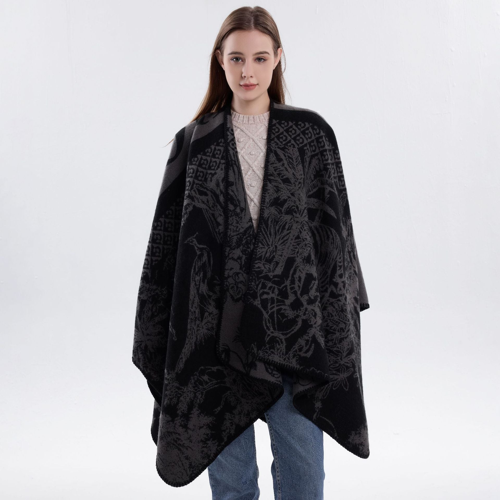 Jiangnan Watertown Knitted Shawl High-end Ethnic Style Cloak Western Sichuan Yunnan Travel Wear Imitation Cashmere Cape Women