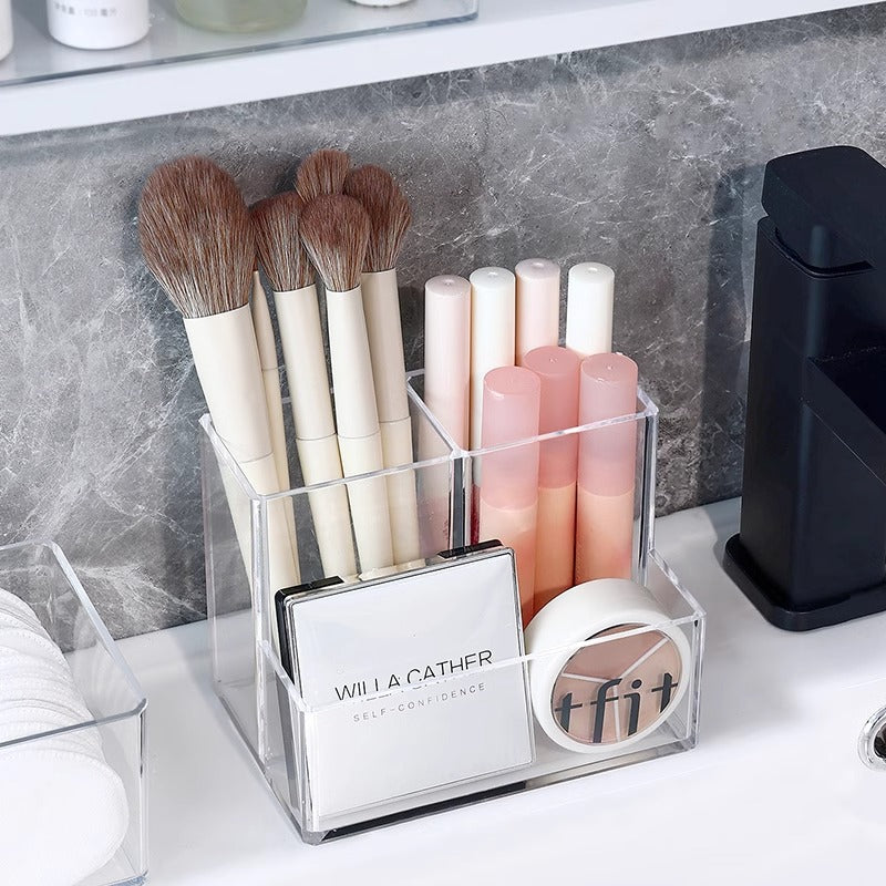 Transparent Storage Box Cosmetics Organizer Desktop Lipstick Makeup Brush Skin Care Product Pen Holder Makeup Box Storage Shelf