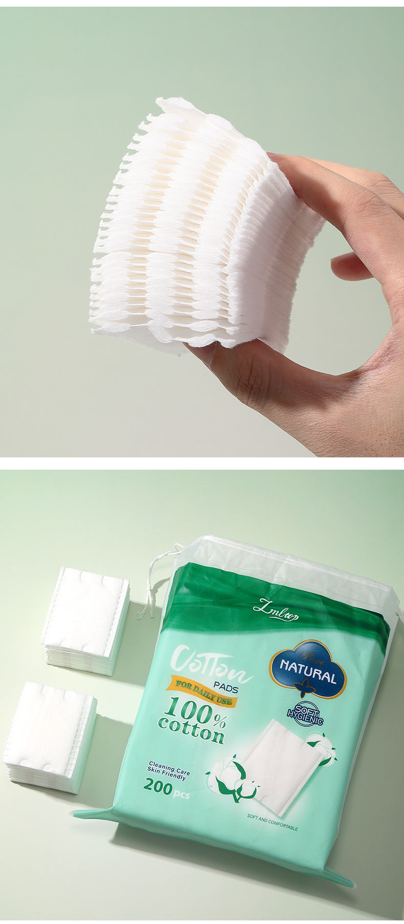 Lmltop Cross-Border Cotton Sandwich Makeup Cotton 200 Pieces Double-Sided Plain Wet Makeup Remover Cotton Pads Sy585