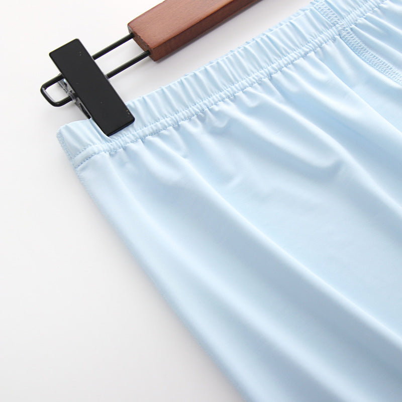 Ice Silk Pajamas Men's Summer Home Shorts Ultra-Thin Breathable Silk Home Pants Large Size Five-Point Pants Can Be Worn Outside