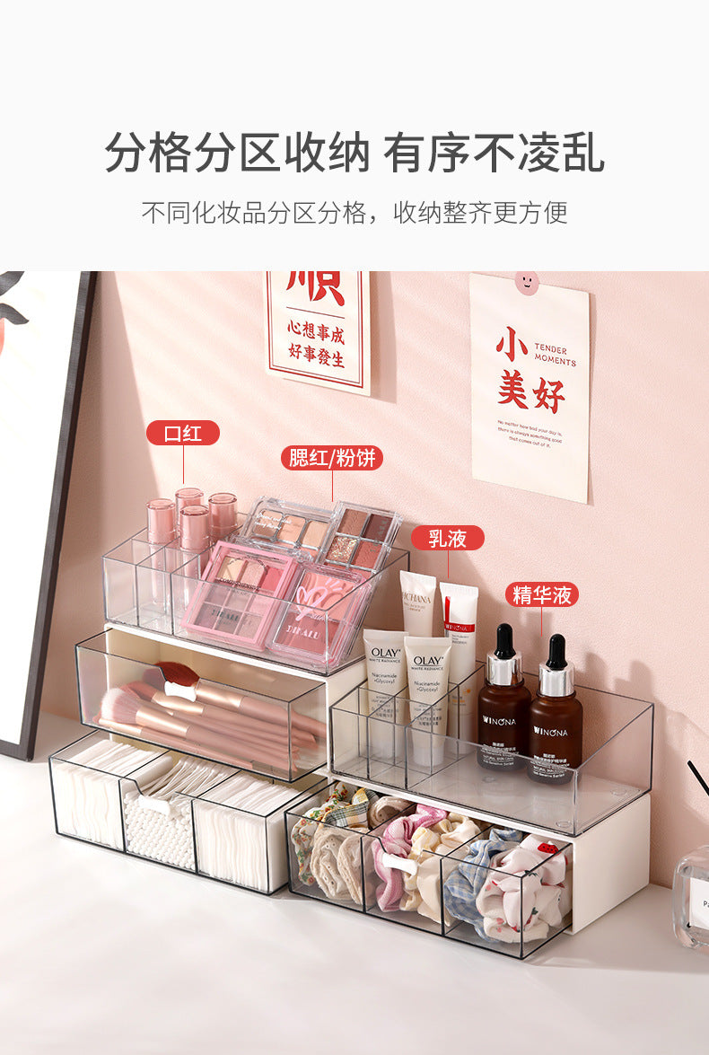 Transparent Storage Box Cosmetics Organizer Desktop Lipstick Makeup Brush Skin Care Product Pen Holder Makeup Box Storage Shelf
