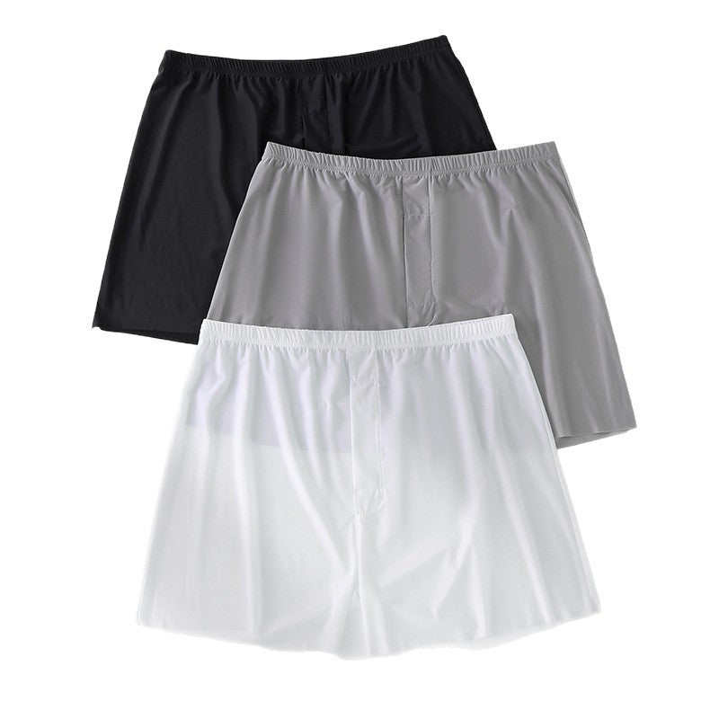 Seamless Ice Silk Arrow Pants Men's Boxer Briefs Summer Ultra-Thin Breathable Shorts Home Loose Large Size Pajamas
