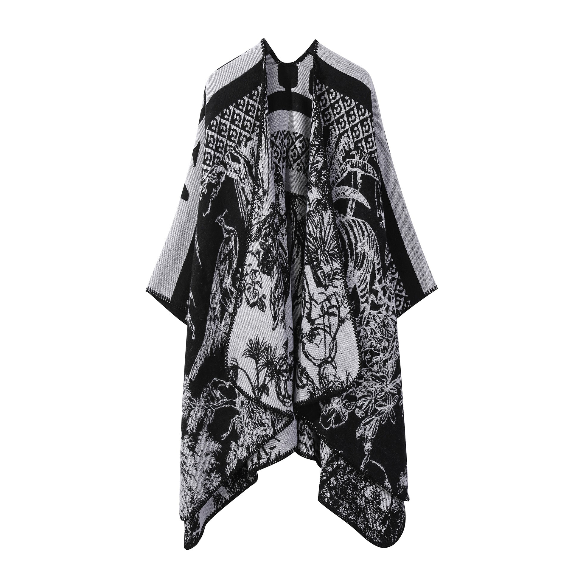 Jiangnan Watertown Knitted Shawl High-end Ethnic Style Cloak Western Sichuan Yunnan Travel Wear Imitation Cashmere Cape Women