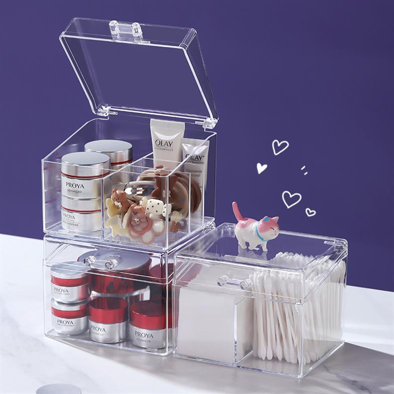 Makeup Cotton Swab Storage Box Makeup Remover Cotton Toothpick Line Acrylic Box Desktop Beauty Egg Cosmetics Storage Box