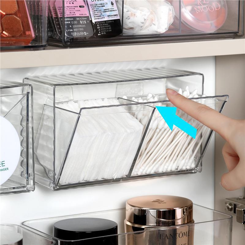 Bathroom Makeup Cotton Wall-Mounted Storage Box Bathroom Cotton Swab Stick Makeup Remover Cotton Dormitory Hair Accessories Storage Rack