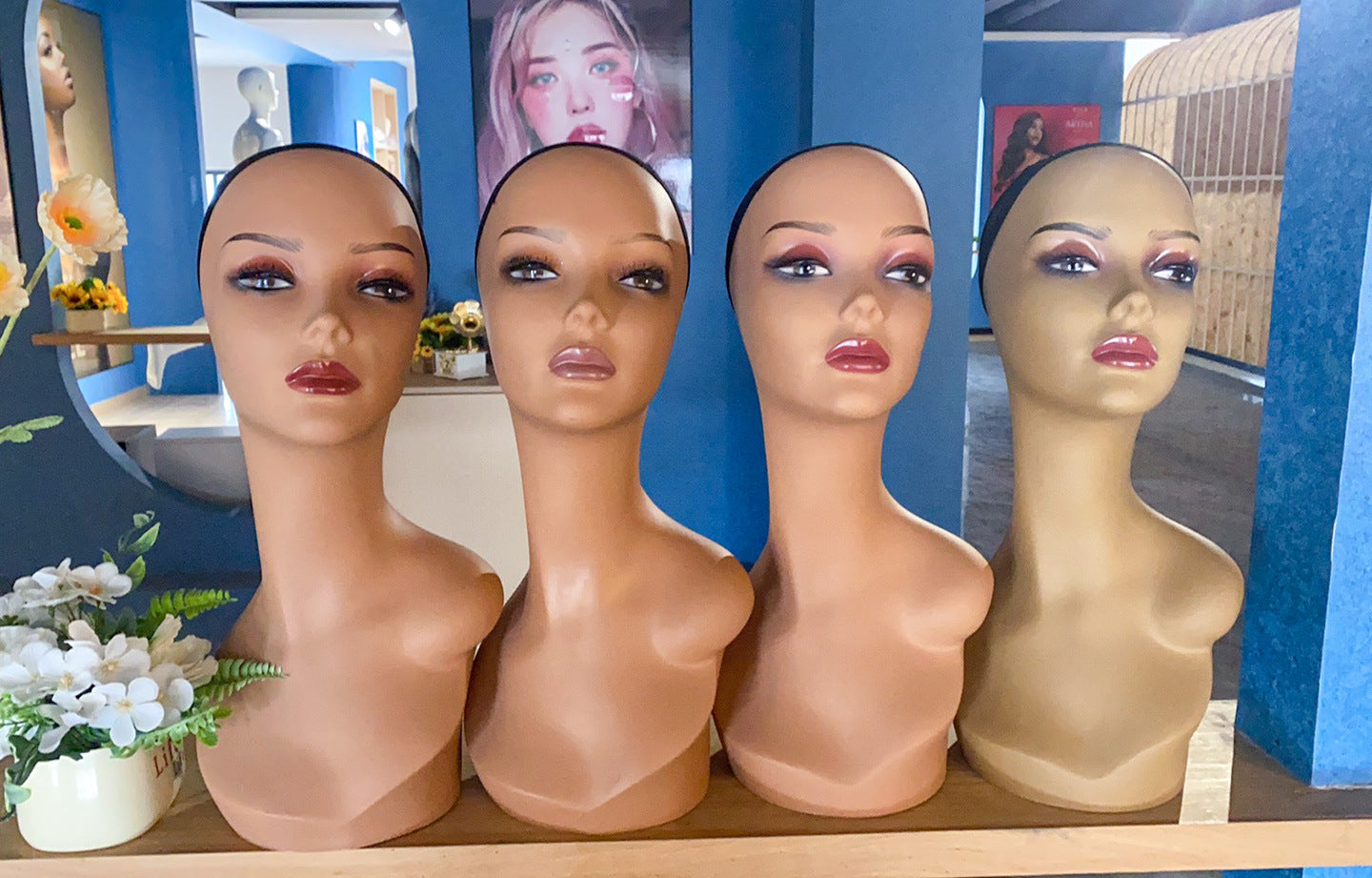 European and American wig model head shoulder model wig hat scarf jewelry window display props mannequin