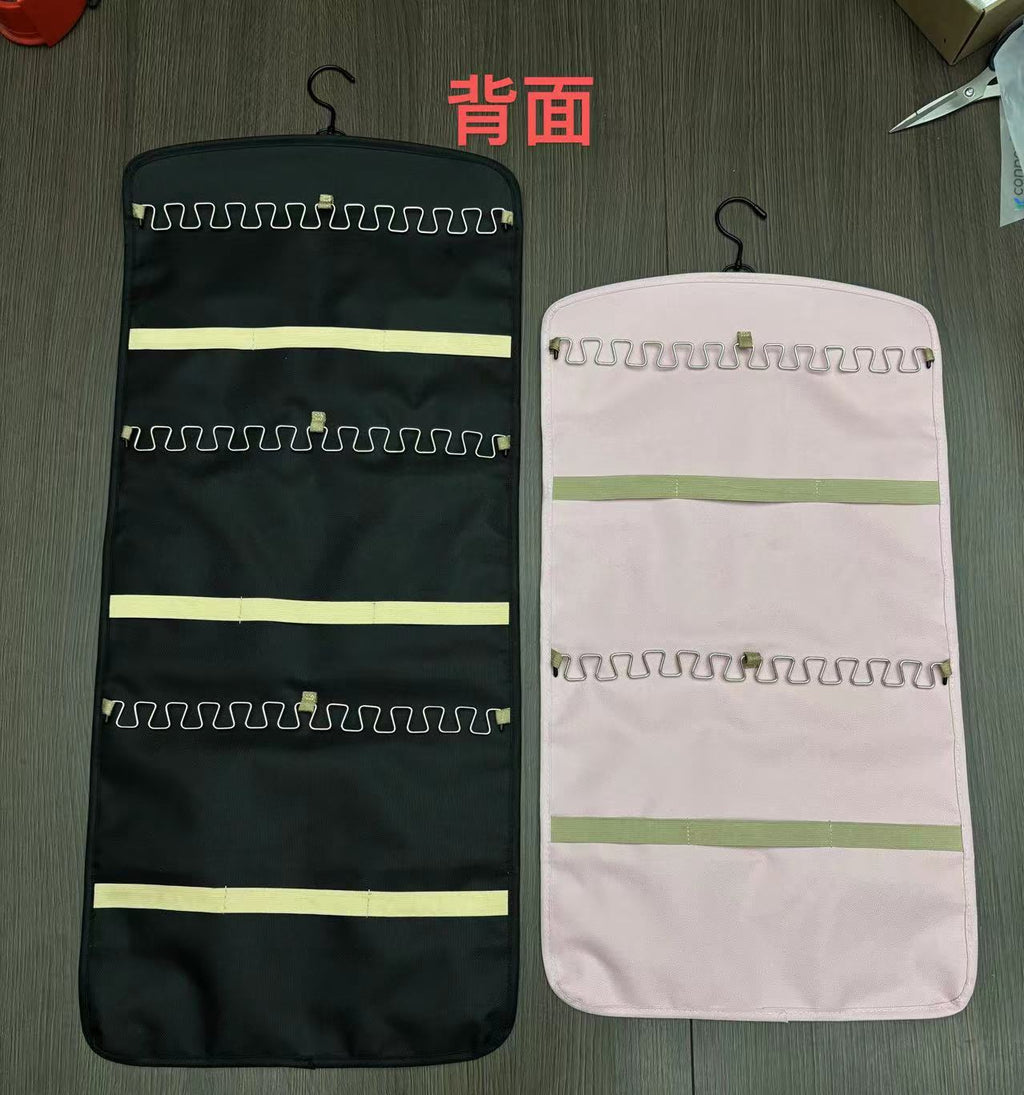 Hanging Jewelry Storage Bag Double-Sided Foldableable with Metal Hook Pvc Anti-Oxidation Suitable for Earrings, Necklaces and Rings