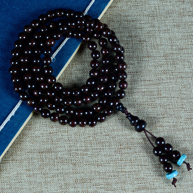 Zambian Blood Sandalwood Buddhist Bead Bracelet, Old Material, Small-Leaf Rosewood, High-Density Golden Star, Wholesale Prayer Bead Wooden Bracelet, Cultural and Artistic Crafts Manufacturer