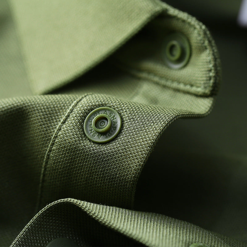 Cross-border Foreign Trade Copper Ammonia Silk T-shirt Men's Business Casual Short-sleeved Summer Gastrodia elata Mulberry Silk Lapel Men's Polo Shirt