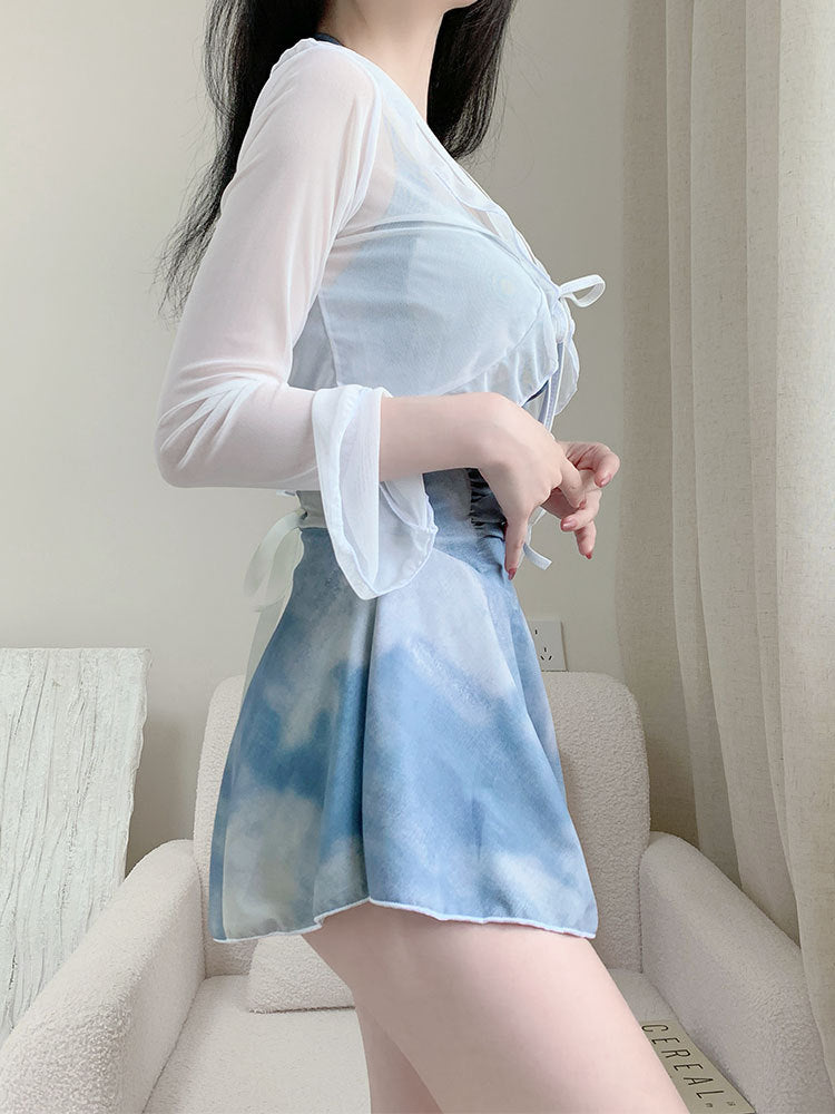 2025 New Swimsuit Women's Conservative Fairy Style Belly Covering Slimming One-Piece Hot Spring Summer Fashion Conservative Skirt Swimsuit