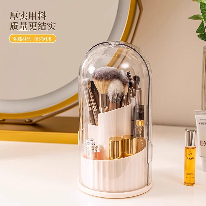 Cosmetic Brush Storage Cylinder Rotating Dustproof Dressing Table Cosmetic Storage Box Lipstick Eyeshadow Storage Rack Desktop Pen Holder