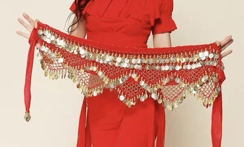Belly Dance Waist Chain Indian Dance Dance Waist Seal Oriental Dance Belt Waist Towel Performance Clothing Practice Performance Accessories Hip Towel