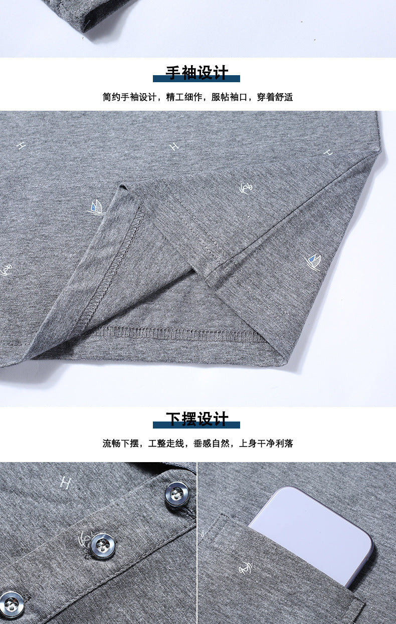 Middle-aged Men's Cotton Short-sleeved T-shirt Lapel Pocket Summer Middle-aged and Elderly plus size Half-sleeved Dad T-shirt Father