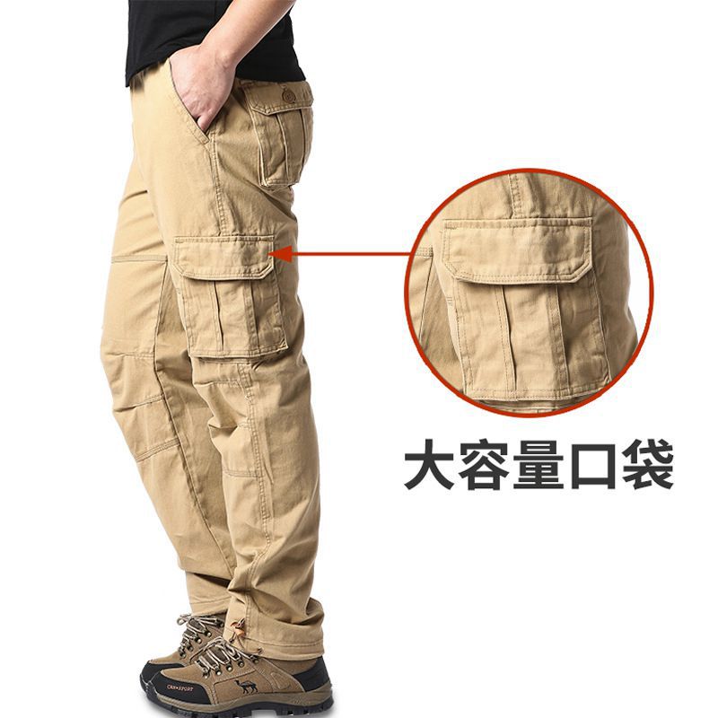 Spring and Autumn Cotton Crane Pants Foreign Trade Plus Size Pants Site Work Pants Men's Multi-Pocket Wear-Resistant Casual Pants