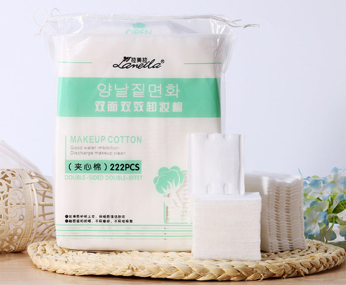 Wholesale Ramila cotton makeup cotton 50 pieces double-sided three-layer non-slag makeup remover cotton thickened 222 pieces