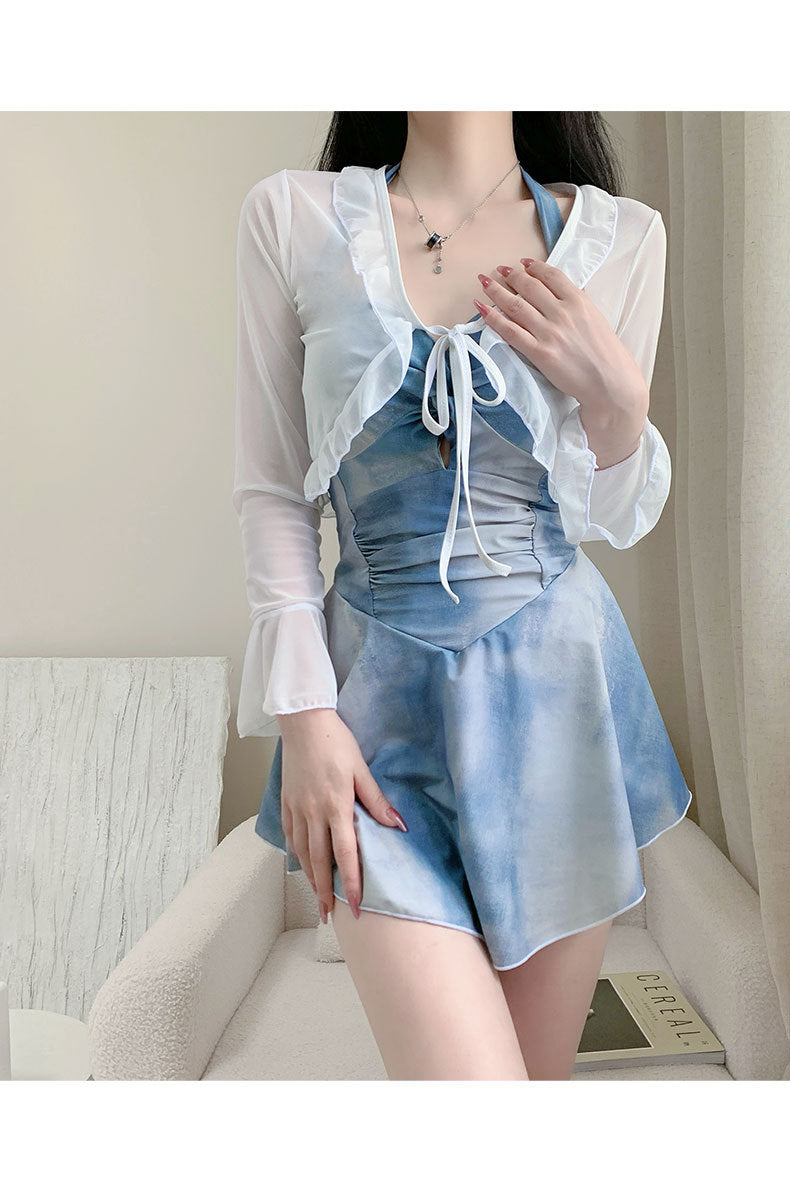 2025 New Swimsuit Women's Conservative Fairy Style Belly Covering Slimming One-Piece Hot Spring Summer Fashion Conservative Skirt Swimsuit