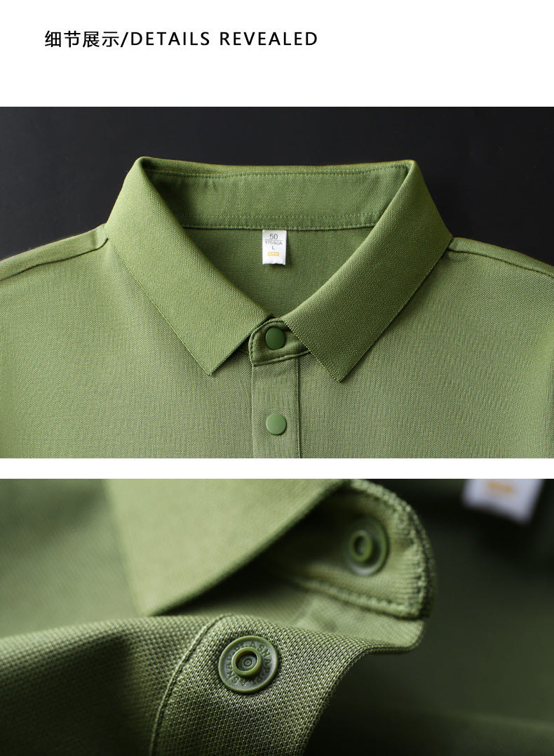 Cross-border Foreign Trade Copper Ammonia Silk T-shirt Men's Business Casual Short-sleeved Summer Gastrodia elata Mulberry Silk Lapel Men's Polo Shirt