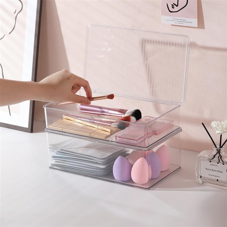 Makeup Cotton Swab Storage Box Makeup Remover Cotton Toothpick Line Acrylic Box Desktop Beauty Egg Cosmetics Storage Box