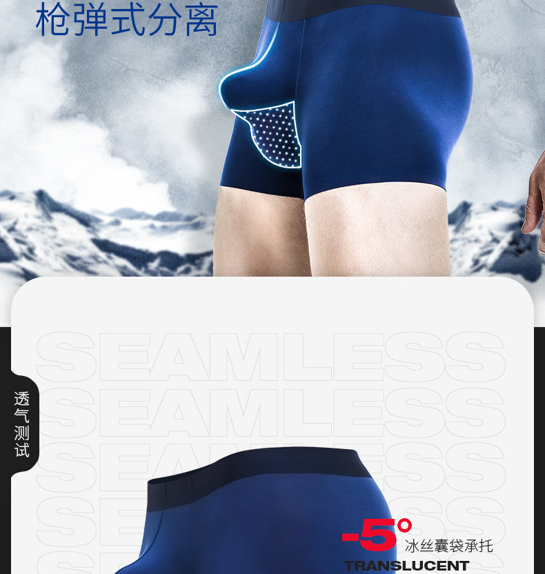 Men's Bullet-Style Spermatic Cord Separation Underwear, Ice Silk Pouch Boxer Briefs for Varicose Veins, Thin Style