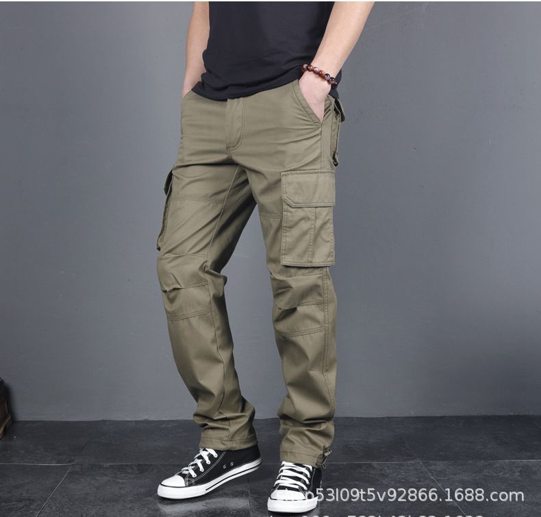 Spring and Autumn Cotton Crane Pants Foreign Trade Plus Size Pants Site Work Pants Men's Multi-Pocket Wear-Resistant Casual Pants