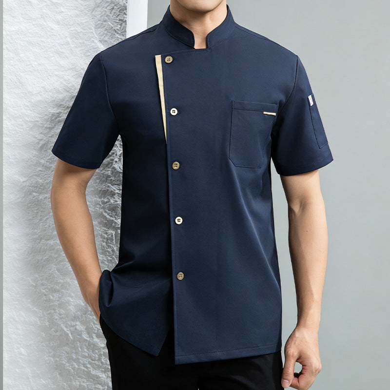 New Stretch Chef Work Clothes Long-sleeved Autumn and Winter Restaurant Baking Men's and Women's Short-sleeved Kitchen Work Clothes
