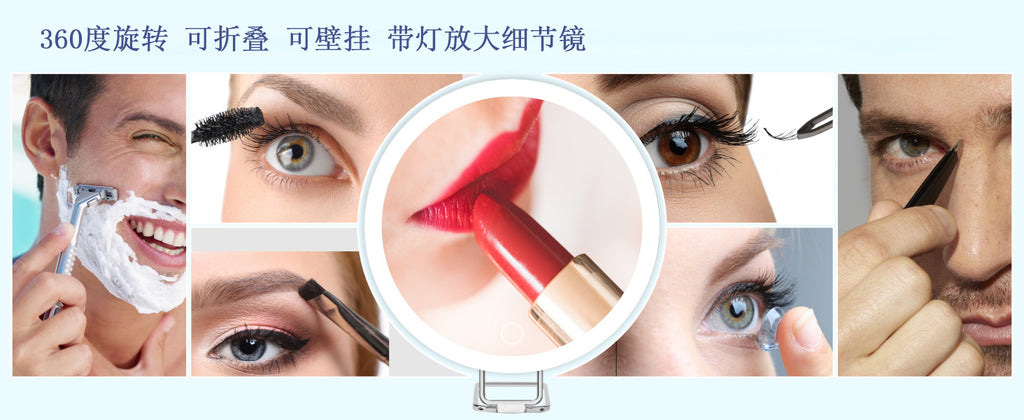 6 inch 10 times 20 times 30 times rechargeable led magnification suction cup makeup mirror 360 ° rotatable makeup mirror