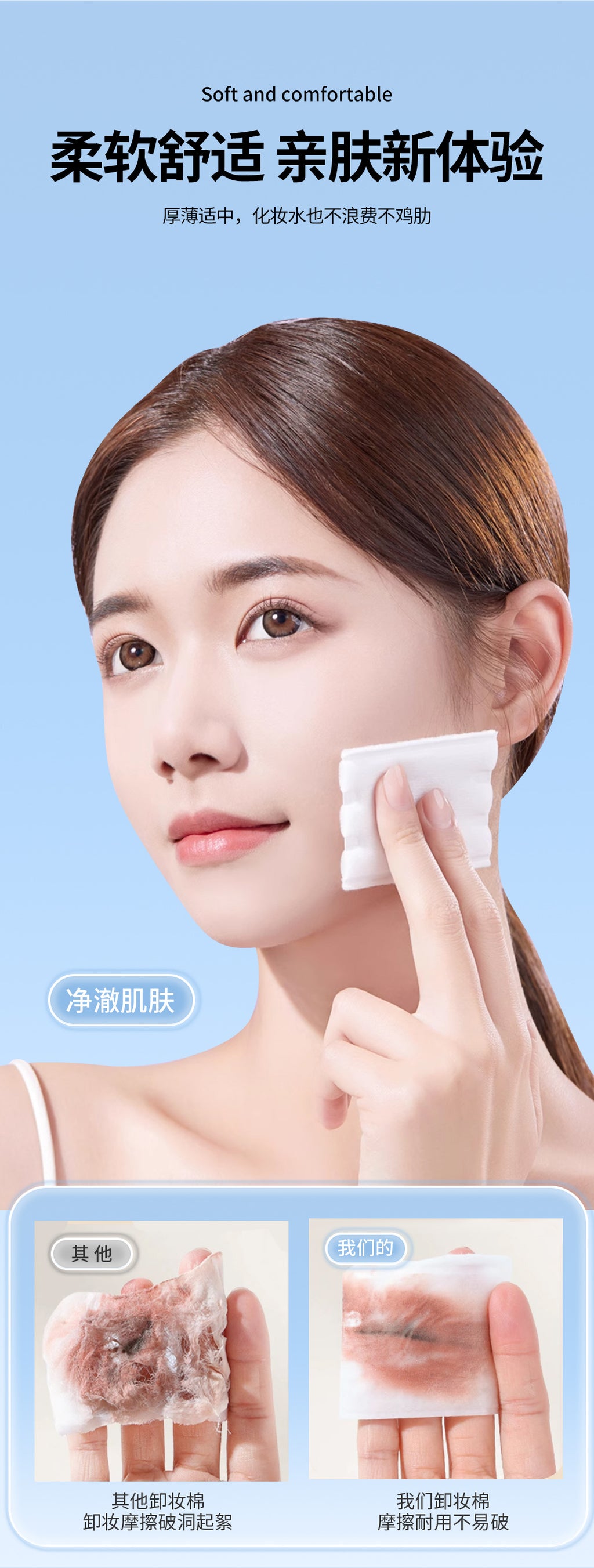 Cross-border foreign trade double-sided water-saving makeup cotton makeup remover cotton face wet application special eye lip moisturizing face cotton sheet