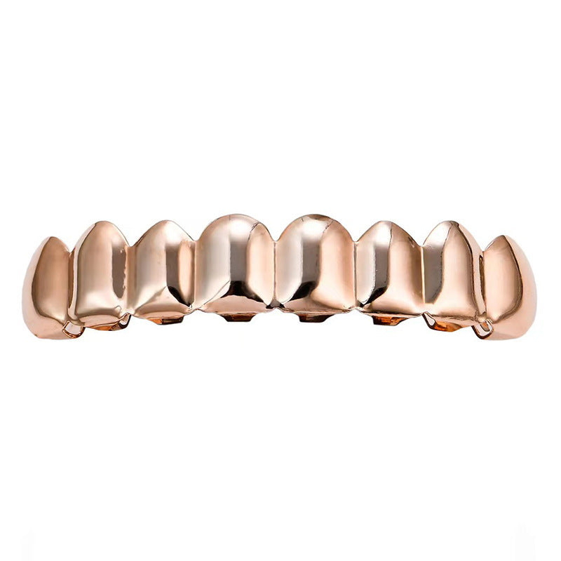 European and American Hot Selling Hiphop Hip-Hop Gold Braces Upper Teeth 8 Lower Teeth 8 Teeth Braces Cross-Border Glossy Braces