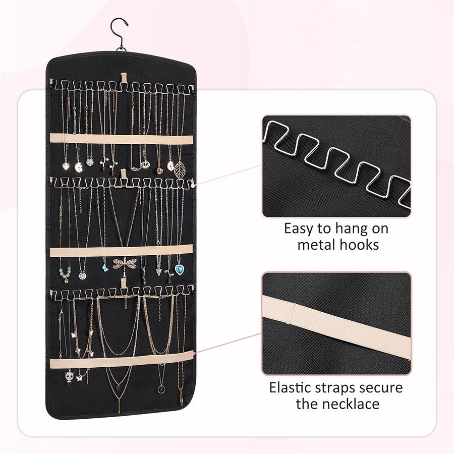 Hanging Jewelry Storage Bag Double-Sided Foldableable with Metal Hook Pvc Anti-Oxidation Suitable for Earrings, Necklaces and Rings