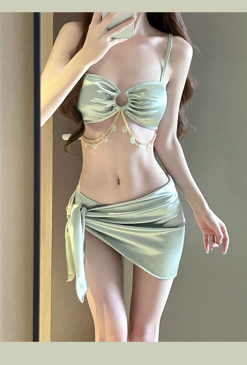 One-Piece Swimsuit Women's Summer Three-Piece Sexy 2025 New Push-Up Slimming Look Vacation High-End Bikini Hot Spring Bathing