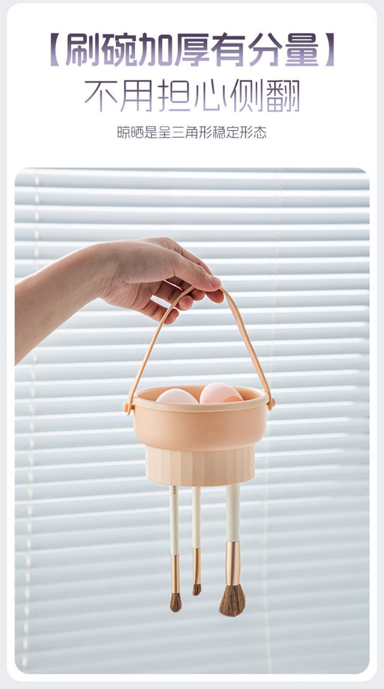 Makeup Brush Cleaning Bowl Cleaning Box Silicone Beauty Egg Cleaning Set Scrubbing Bowl Storage Rack Drying Tool Set