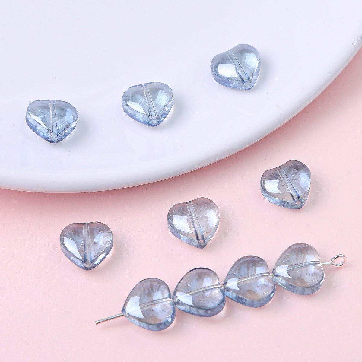 10mm Glass Color-Coated Peach Heart Crystal Beads Loose Beads DIY Handmade Necklace Bracelet Ear Jewelry Manufacturer Direct Sales Wholesale